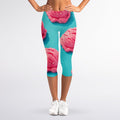 Pink Strawberry Ice Cream Print Women's Capri Leggings