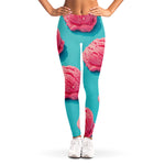 Pink Strawberry Ice Cream Print Women's Leggings