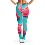 Pink Strawberry Ice Cream Print Women's Leggings