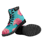 Pink Strawberry Ice Cream Print Work Boots