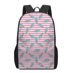 Pink Striped Ice Cream Pattern Print 17 Inch Backpack