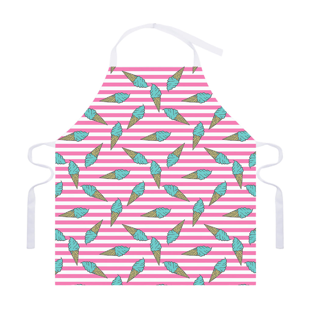 Pink Striped Ice Cream Pattern Print Adjustable Apron