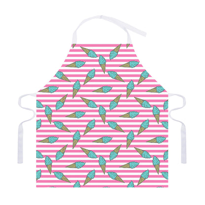 Pink Striped Ice Cream Pattern Print Adjustable Apron