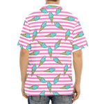 Pink Striped Ice Cream Pattern Print Aloha Shirt