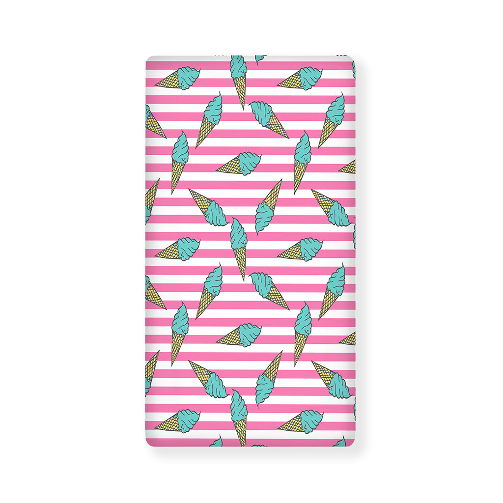 Pink Striped Ice Cream Pattern Print Baby Crib Sheet