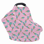 Pink Striped Ice Cream Pattern Print Baby Seat Cover