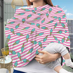 Pink Striped Ice Cream Pattern Print Baby Seat Cover