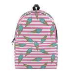 Pink Striped Ice Cream Pattern Print Backpack
