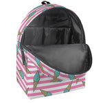 Pink Striped Ice Cream Pattern Print Backpack