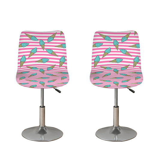 Pink Striped Ice Cream Pattern Print Bar Stool Covers