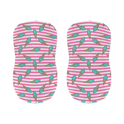 Pink Striped Ice Cream Pattern Print Bar Stool Covers