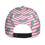 Pink Striped Ice Cream Pattern Print Baseball Cap