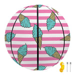 Pink Striped Ice Cream Pattern Print Basketball