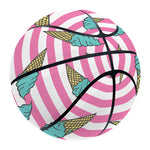 Pink Striped Ice Cream Pattern Print Basketball