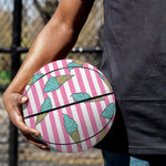 Pink Striped Ice Cream Pattern Print Basketball