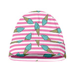 Pink Striped Ice Cream Pattern Print Beanie