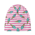 Pink Striped Ice Cream Pattern Print Beanie