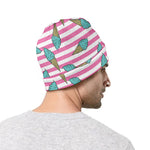 Pink Striped Ice Cream Pattern Print Beanie