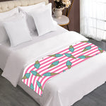 Pink Striped Ice Cream Pattern Print Bed Runner