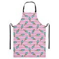 Pink Striped Ice Cream Pattern Print Bib Apron With Pocket
