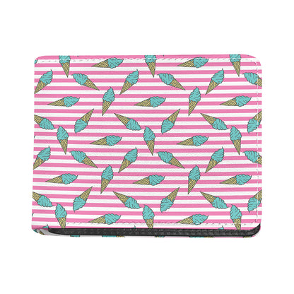Pink Striped Ice Cream Pattern Print Bifold Wallet
