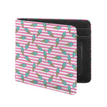 Pink Striped Ice Cream Pattern Print Bifold Wallet