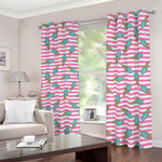 Pink Striped Ice Cream Pattern Print Blackout Grommet Curtains