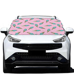 Pink Striped Ice Cream Pattern Print Car Windshield Snow Cover
