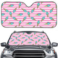 Pink Striped Ice Cream Pattern Print Car Windshield Sun Shade