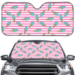 Pink Striped Ice Cream Pattern Print Car Windshield Sun Shade