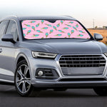 Pink Striped Ice Cream Pattern Print Car Windshield Sun Shade