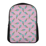 Pink Striped Ice Cream Pattern Print Casual Backpack
