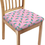 Pink Striped Ice Cream Pattern Print Chair Cushion Cover