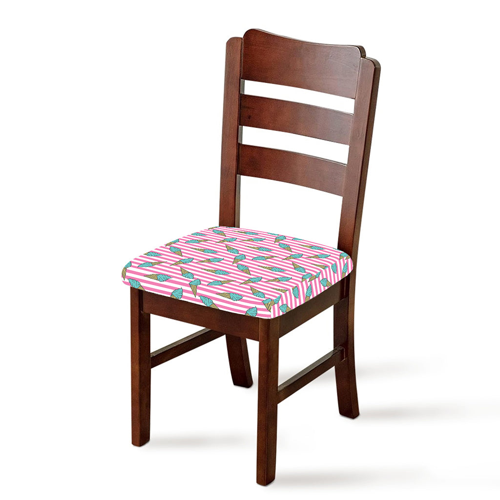 Pink Striped Ice Cream Pattern Print Chair Cushion Cover