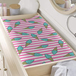 Pink Striped Ice Cream Pattern Print Changing Pad Cover