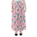 Pink Striped Ice Cream Pattern Print Chiffon Maxi Skirt