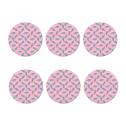 Pink Striped Ice Cream Pattern Print Coaster Set