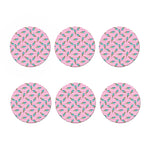Pink Striped Ice Cream Pattern Print Coaster Set
