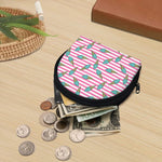 Pink Striped Ice Cream Pattern Print Coin Purse