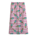 Pink Striped Ice Cream Pattern Print Cotton Front Slit Maxi Skirt