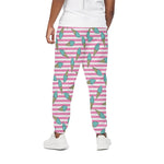 Pink Striped Ice Cream Pattern Print Cotton Pants