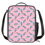Pink Striped Ice Cream Pattern Print Crossbody Lunch Bag