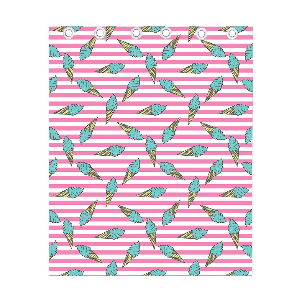 Pink Striped Ice Cream Pattern Print Curtain