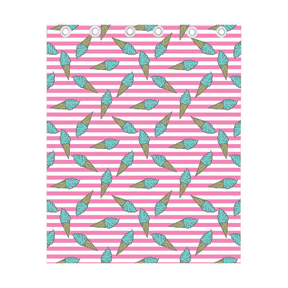 Pink Striped Ice Cream Pattern Print Curtain