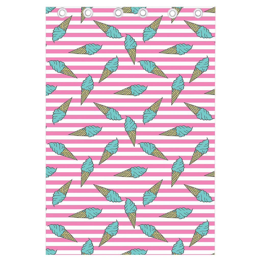 Pink Striped Ice Cream Pattern Print Curtain