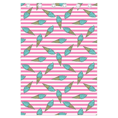 Pink Striped Ice Cream Pattern Print Curtain