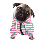 Pink Striped Ice Cream Pattern Print Dog Zip Up Hoodie