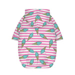 Pink Striped Ice Cream Pattern Print Dog Zip Up Hoodie