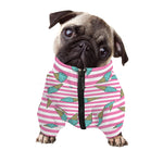Pink Striped Ice Cream Pattern Print Dog Zip Up Jacket