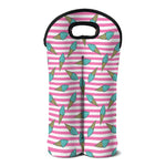 Pink Striped Ice Cream Pattern Print Double Neoprene Wine Tote